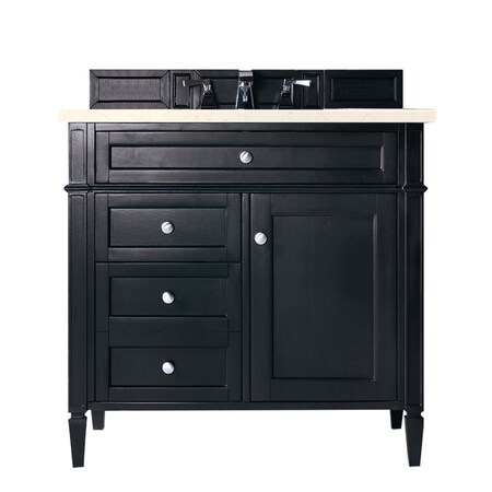 James Martin Vanities Brittany 36in Single Vanity, Black Onyx w/ 3 CM Eternal Marfil Quartz Top 650-V36-BKO-3EMR